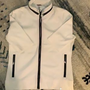 Victorinox white short sleeve pique zip up